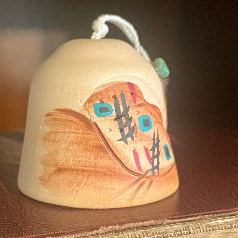 Hand Crafted Native American Pueblo Vintage Pottery Bell Signed